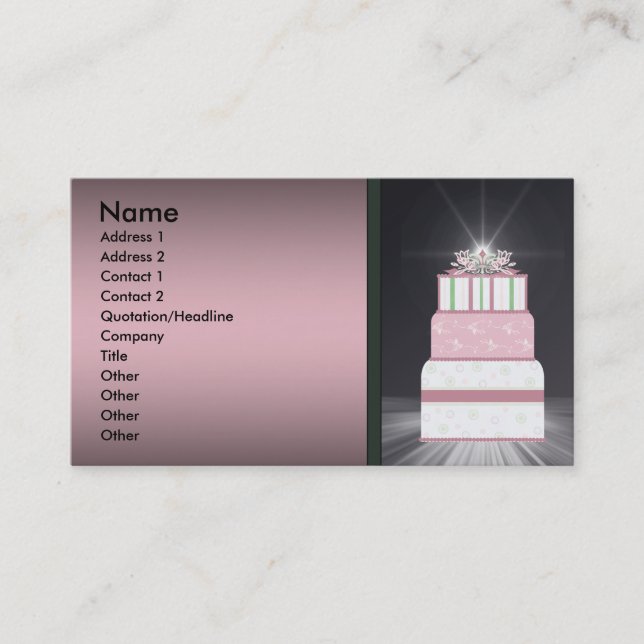 Cartes de visite pour gâteau de mariage rose et no (Devant)