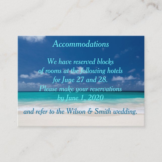Cartes de visite pour hébergement de mariage sur l (Devant)