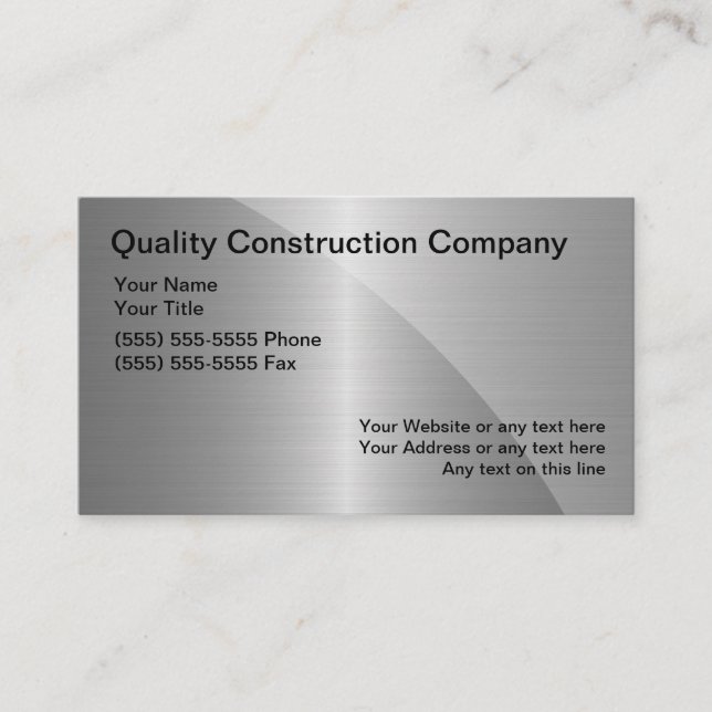 Cartes de visite pour la construction (Devant)