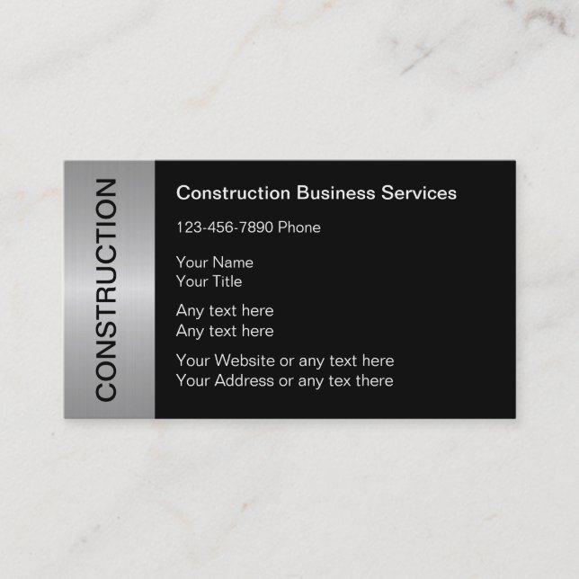 Cartes de visite pour la construction (Devant)