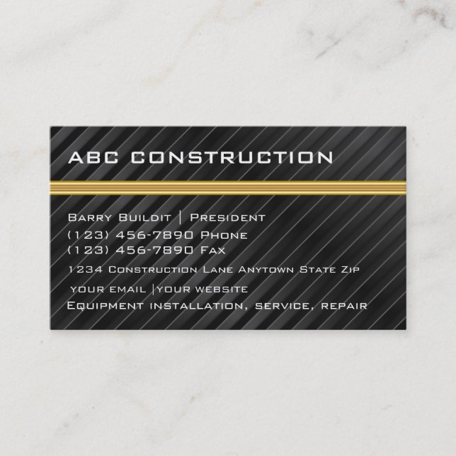 Cartes de visite pour la construction (Devant)