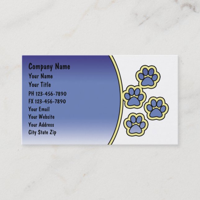 Cartes de visite pour la garde d'animaux (Devant)