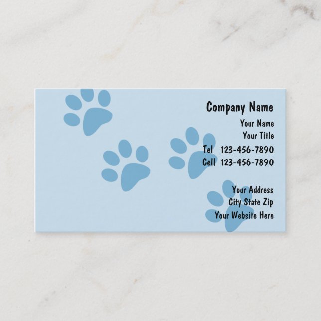 Cartes de visite pour la garde d'animaux (Devant)
