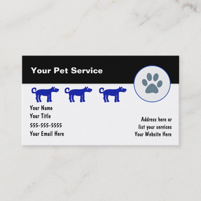 Cartes de visite pour la garde d'animaux (Devant)