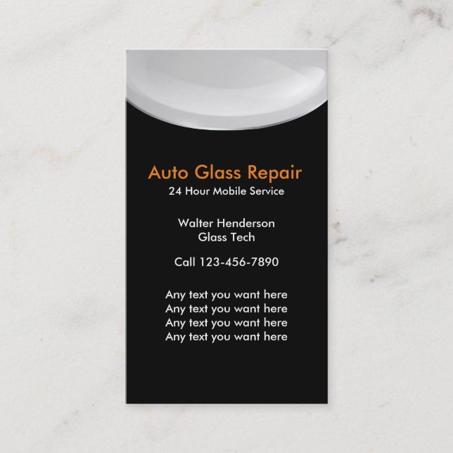 Cartes de visite pour la réparation de vitres auto (Devant)