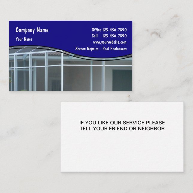Cartes de visite pour la réparation d'écrans (Devant / Derrière)