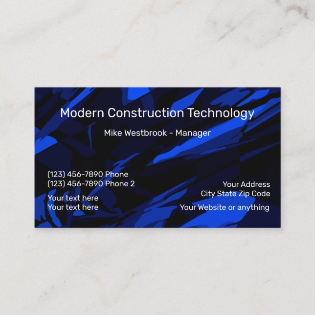 Cartes de visite pour la technologie de constructi (Devant)