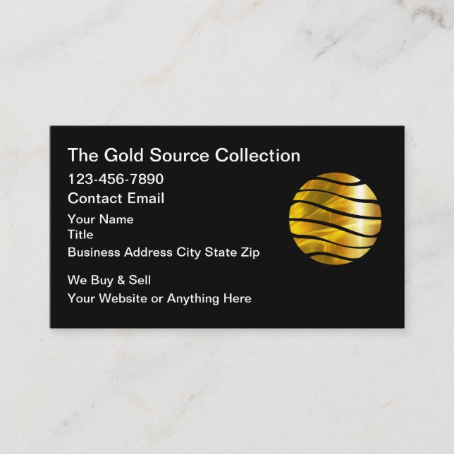 Cartes de visite pour l'achat et la vente d'or (Devant)