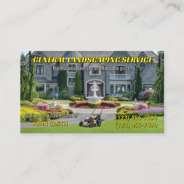 Cartes de visite pour l'aménagement paysager (Devant)
