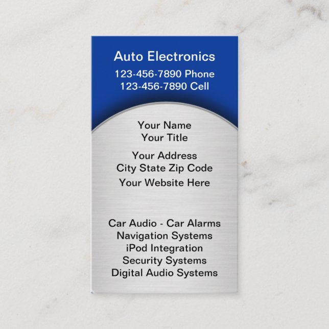 Cartes de visite pour l'audio automobile (Devant)