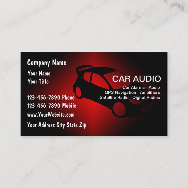 Cartes de visite pour l'audio automobile (Devant)