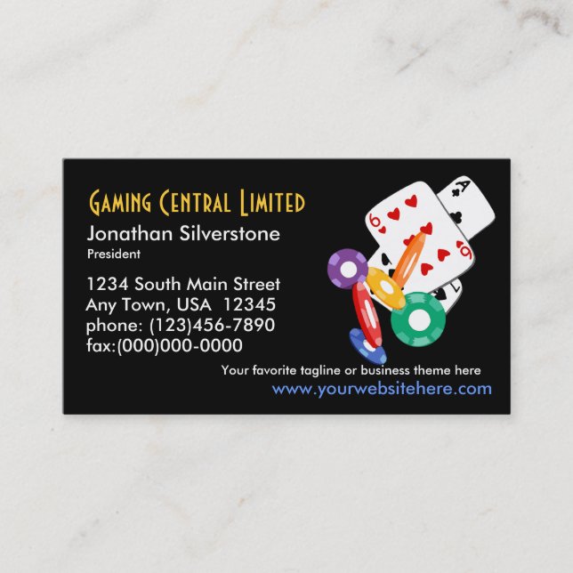 Cartes de visite pour le poker (Devant)