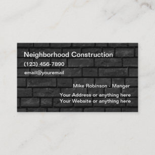 Cartes de visite pour l'entreprise de construction