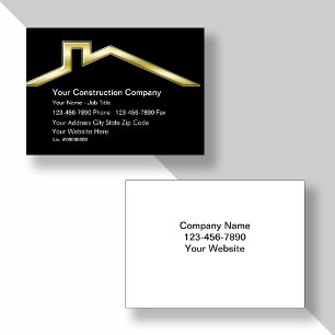 Cartes de visite pour l'entreprise de construction