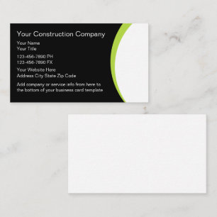 Cartes de visite pour l'entreprise de construction
