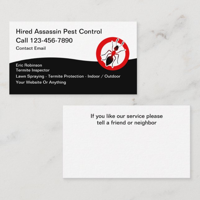 Cartes de visite pour l'entreprise de lutte contre (Devant / Derrière)