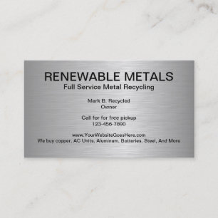 Cartes de visite pour l'entreprise de recyclage de