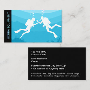 Cartes de visite pour l'équipement de plongée en s
