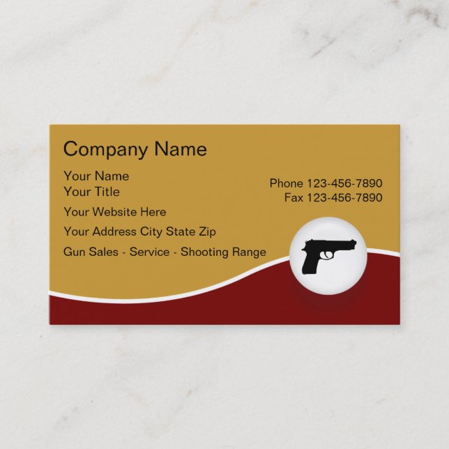 Cartes de visite pour les armes à feu (Devant)