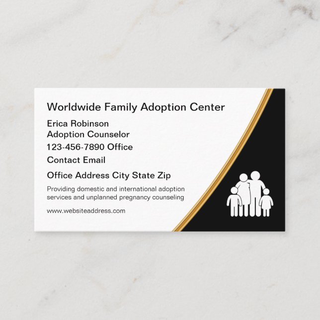 Cartes de visite pour les services d'adoption fami (Devant)