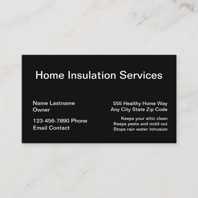 Cartes de visite pour l'isolation de la maison (Devant)