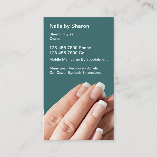 Cartes de visite pour Manucure d'Ongles (Devant)