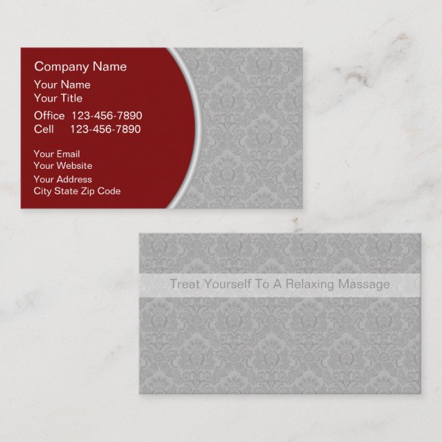 Cartes de visite pour massage (Devant / Derrière)