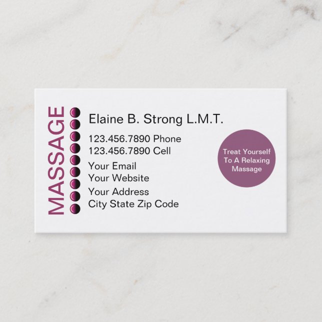 Cartes de visite pour massage (Devant)