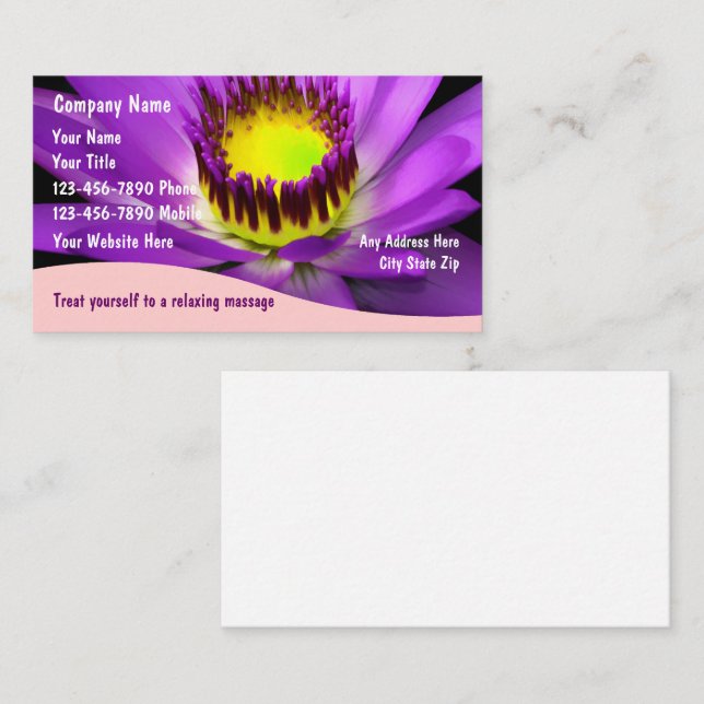 Cartes de visite pour massage (Devant / Derrière)