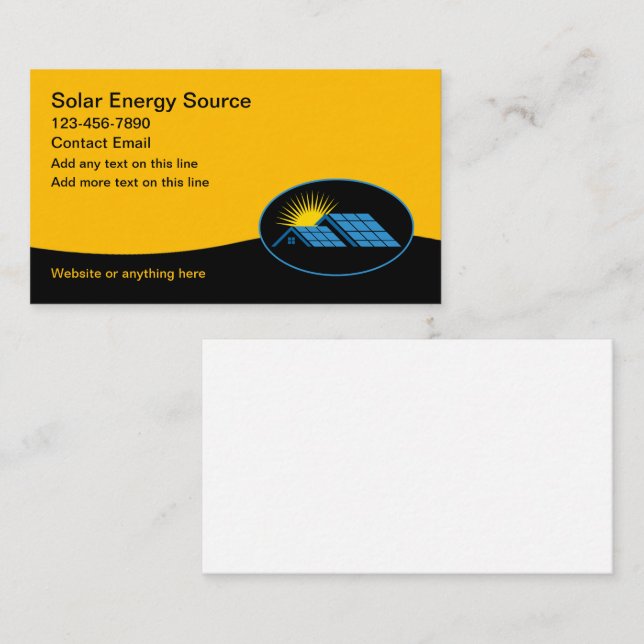Cartes de visite pour panneaux d'énergie solaire (Devant / Derrière)