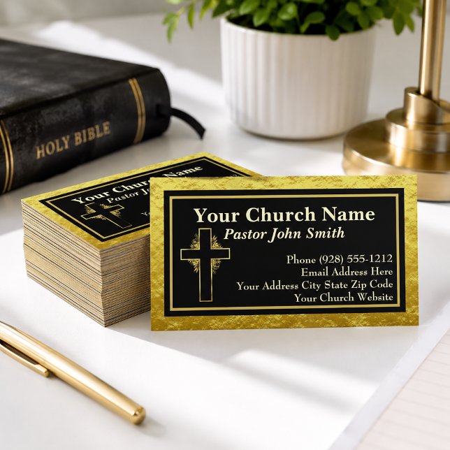 Cartes de visite pour pasteur d'église croix flora (Créateur téléchargé)