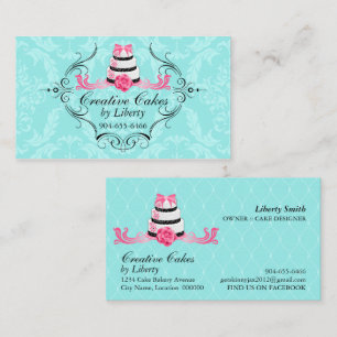 Cartes de visite pour pâtisserie gâteau Damassé Aq