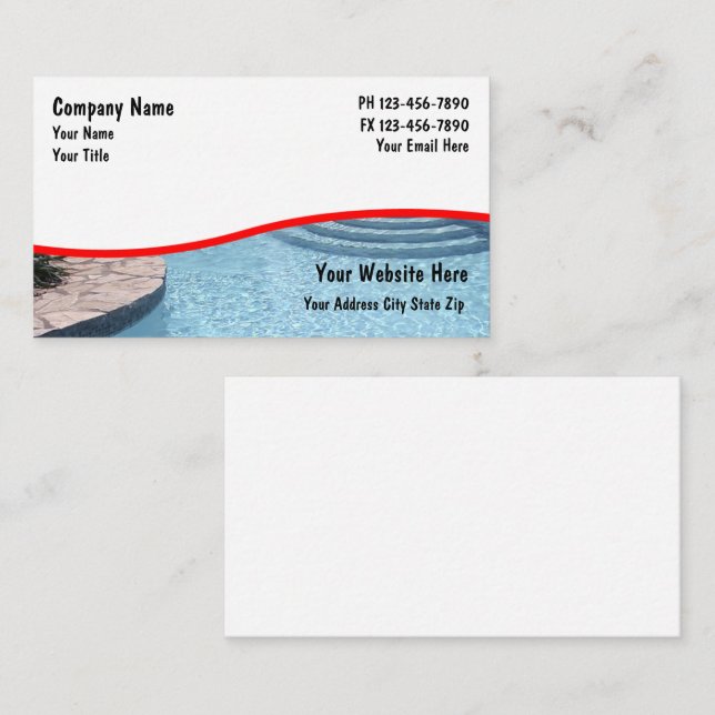 Cartes de visite pour piscine (Devant / Derrière)
