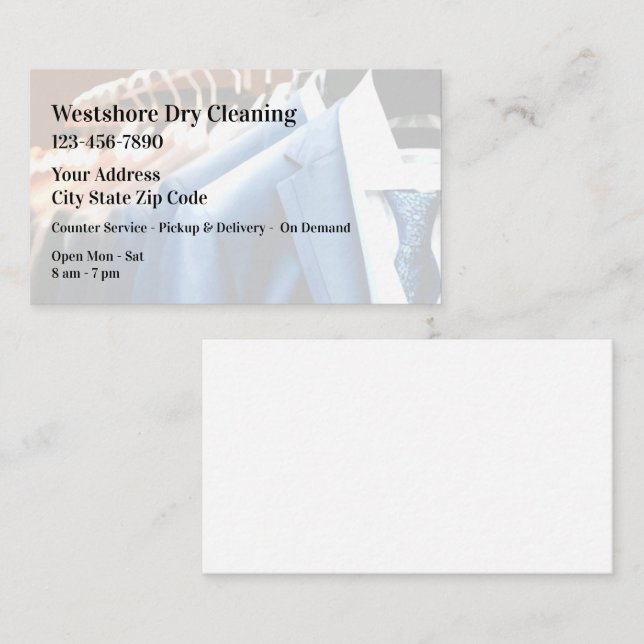 Cartes de visite pour pressing (Devant / Derrière)