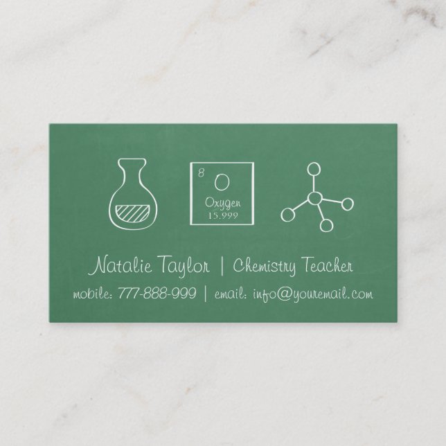 Cartes de visite pour professeur de chimie périodi (Devant)