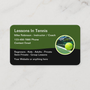Cartes de visite pour professeur de leçons de tenn