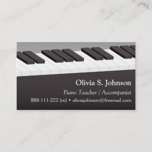 Cartes de visite pour professeur de musique au pia