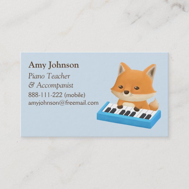 Cartes de visite pour professeur de piano enfants  (Devant)