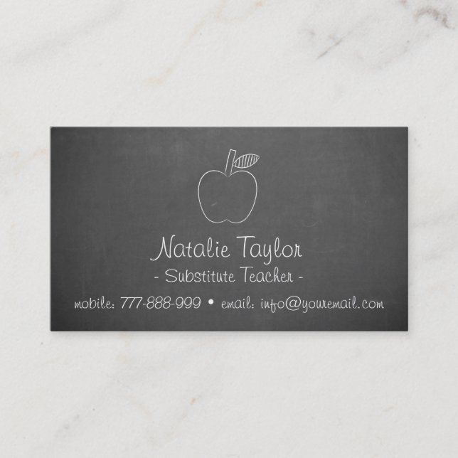 Cartes de visite pour professeur suppléant avec ta (Devant)