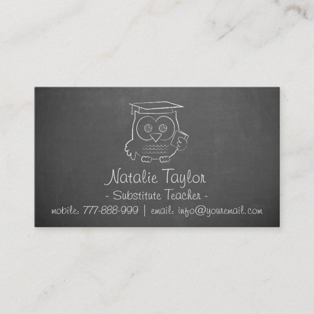 Cartes de visite pour professeur suppléant avec ta (Devant)