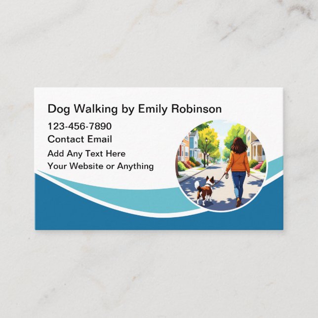 Cartes de visite pour promeneur de chien moderne e (Devant)