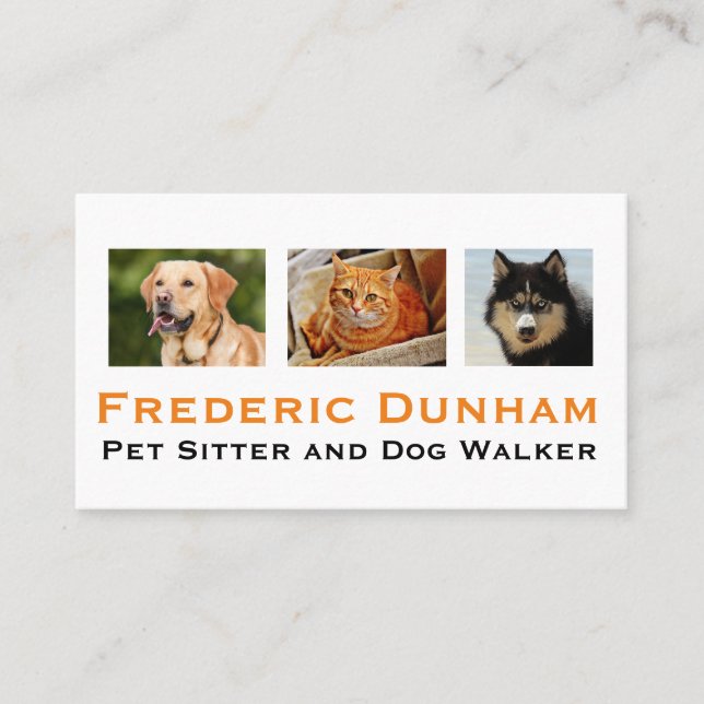 Cartes de visite pour promeneurs de chiens et gard (Devant)