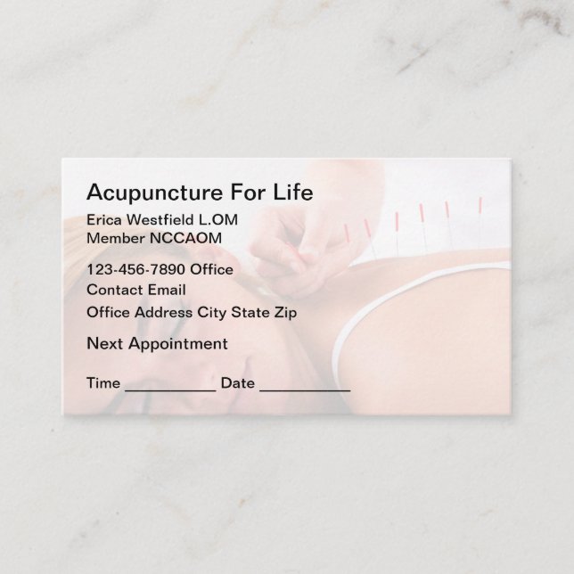 Cartes de visite pour rendez-vous d'acupuncture (Devant)