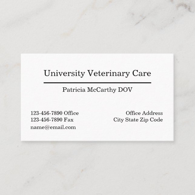 Cartes de visite pour rendez-vous de docteur vétér (Devant)
