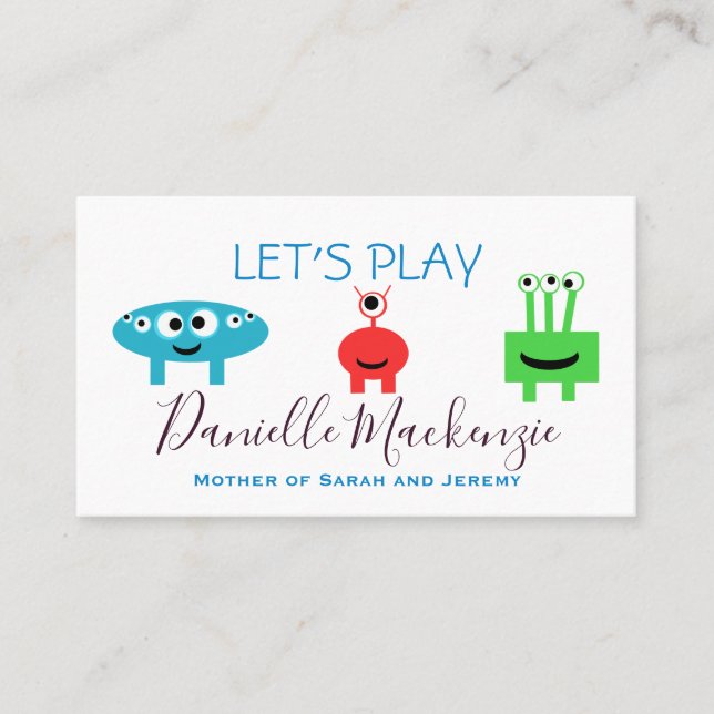 Cartes de visite pour rendez-vous de jeu entre mam (Devant)