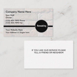 Cartes de visite pour rénovation
