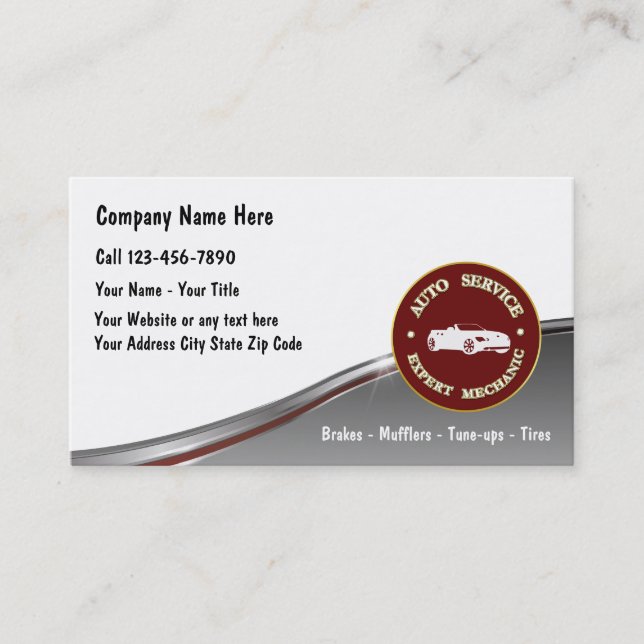 Cartes de visite pour réparation automobile (Devant)