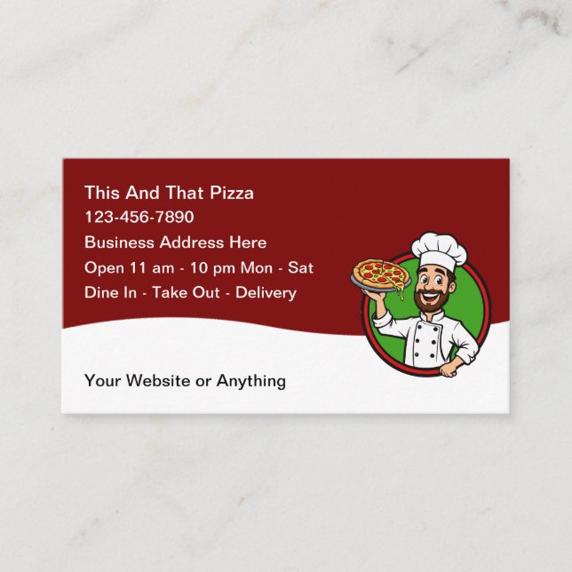Cartes de visite pour restaurant italien de pizza (Devant)