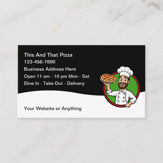 Cartes de visite pour restaurant italien de pizza (Devant)