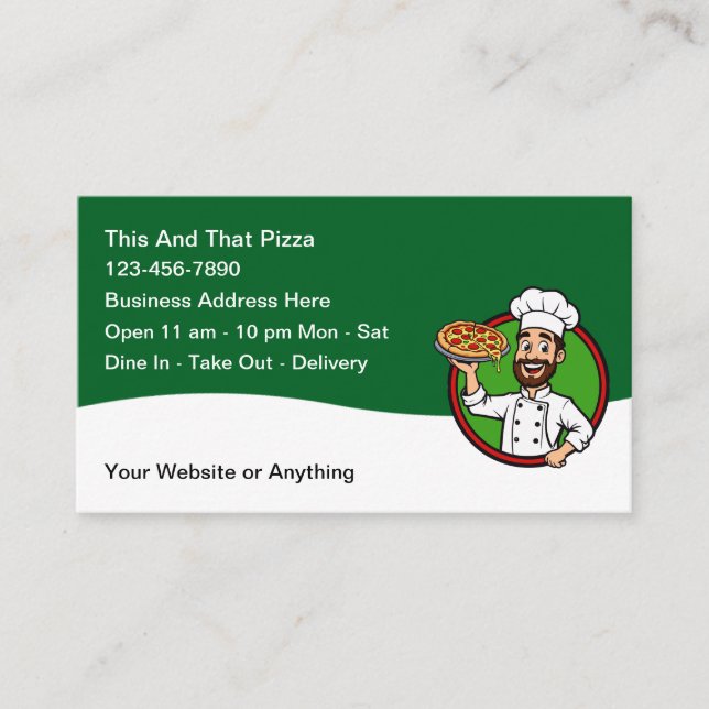 Cartes de visite pour restaurant italien de pizzas (Devant)